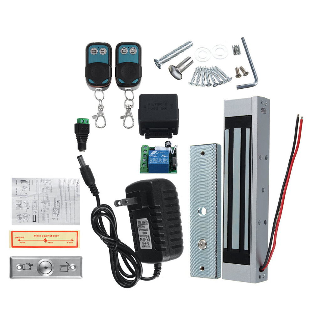 Door Access Control System Electric Magnetic Door Lock 300LB & 2 Remote Controls