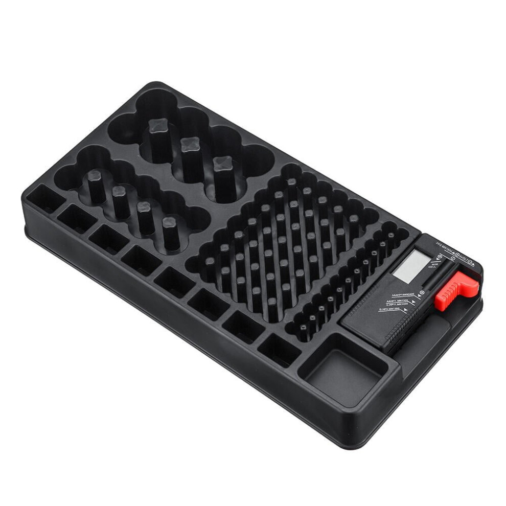 (A :72 holes) Battery Organizer Case Battery Storage Organizer Holder with Tester Battery Capacity Tester Caddy Rack Case Box