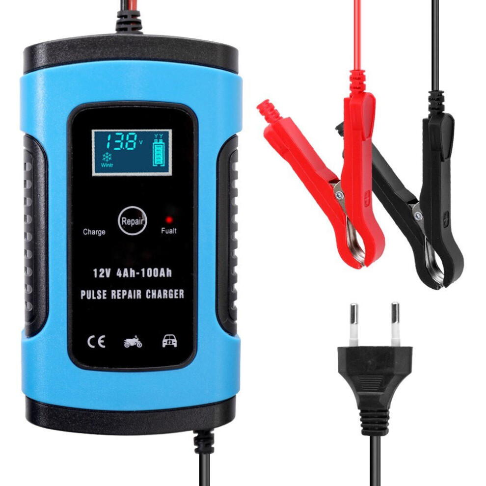 (Blue, EU) 12V 6A Full Automatic Car Battery Charger