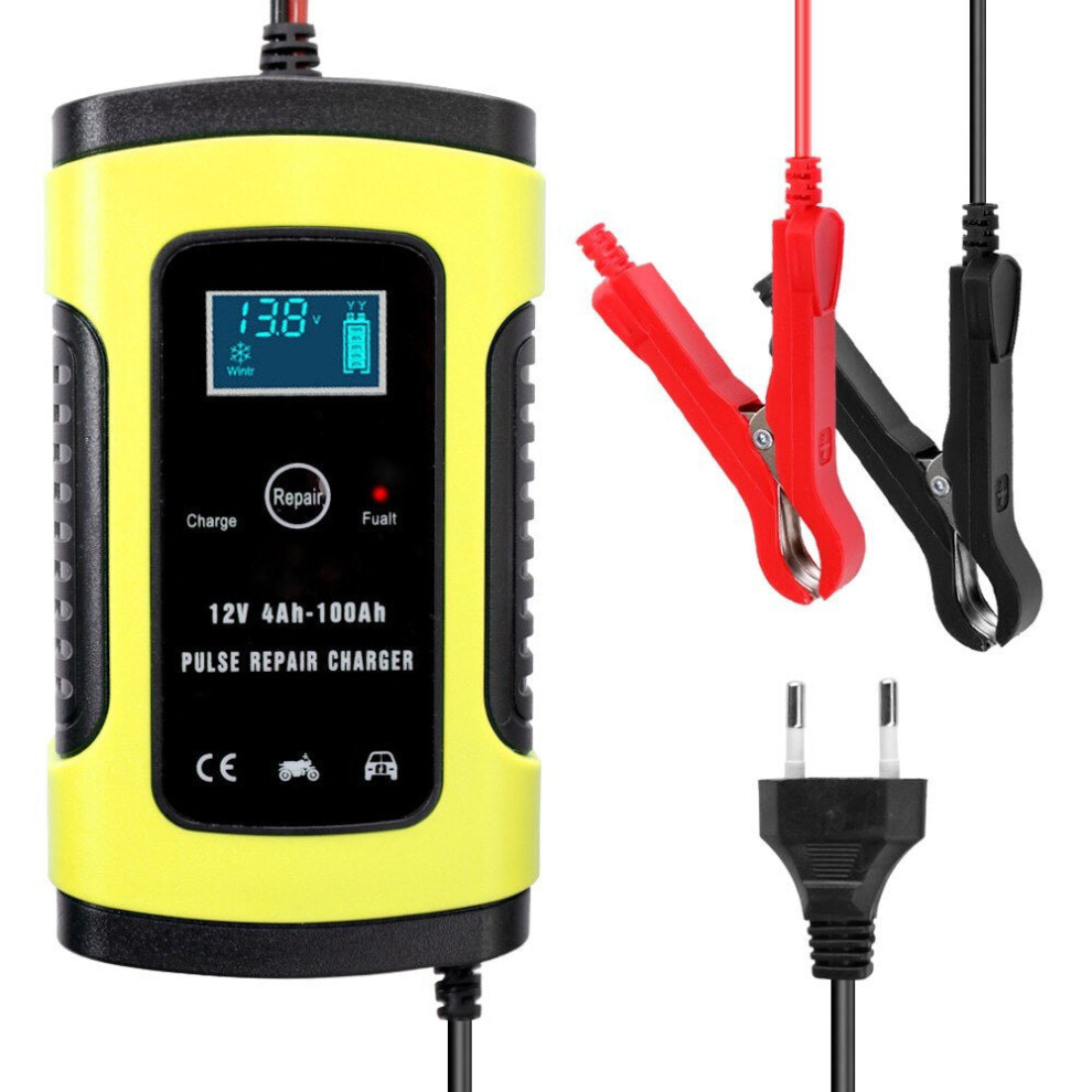 (Yellow, US) 12V 6A Full Automatic Car Battery Charger