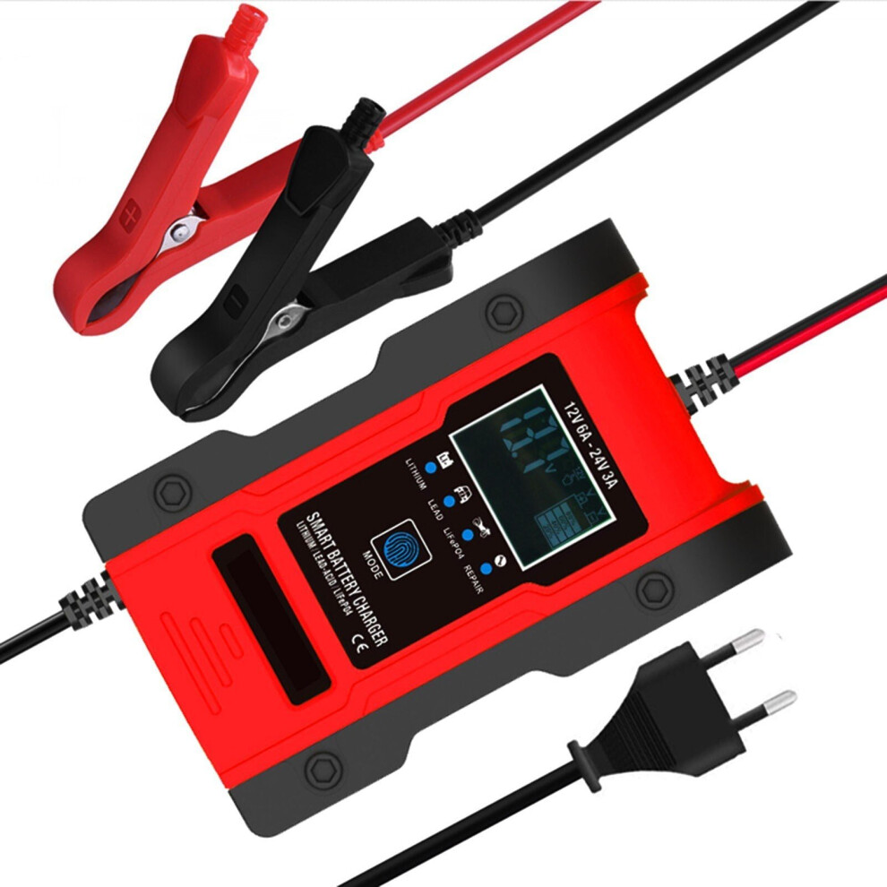 (EU-plug) Car Battery Charger 12V 7A Lead-acid Batteries ChargerLCD Display Smart Maintainer 7-Stages Trickle Chargers