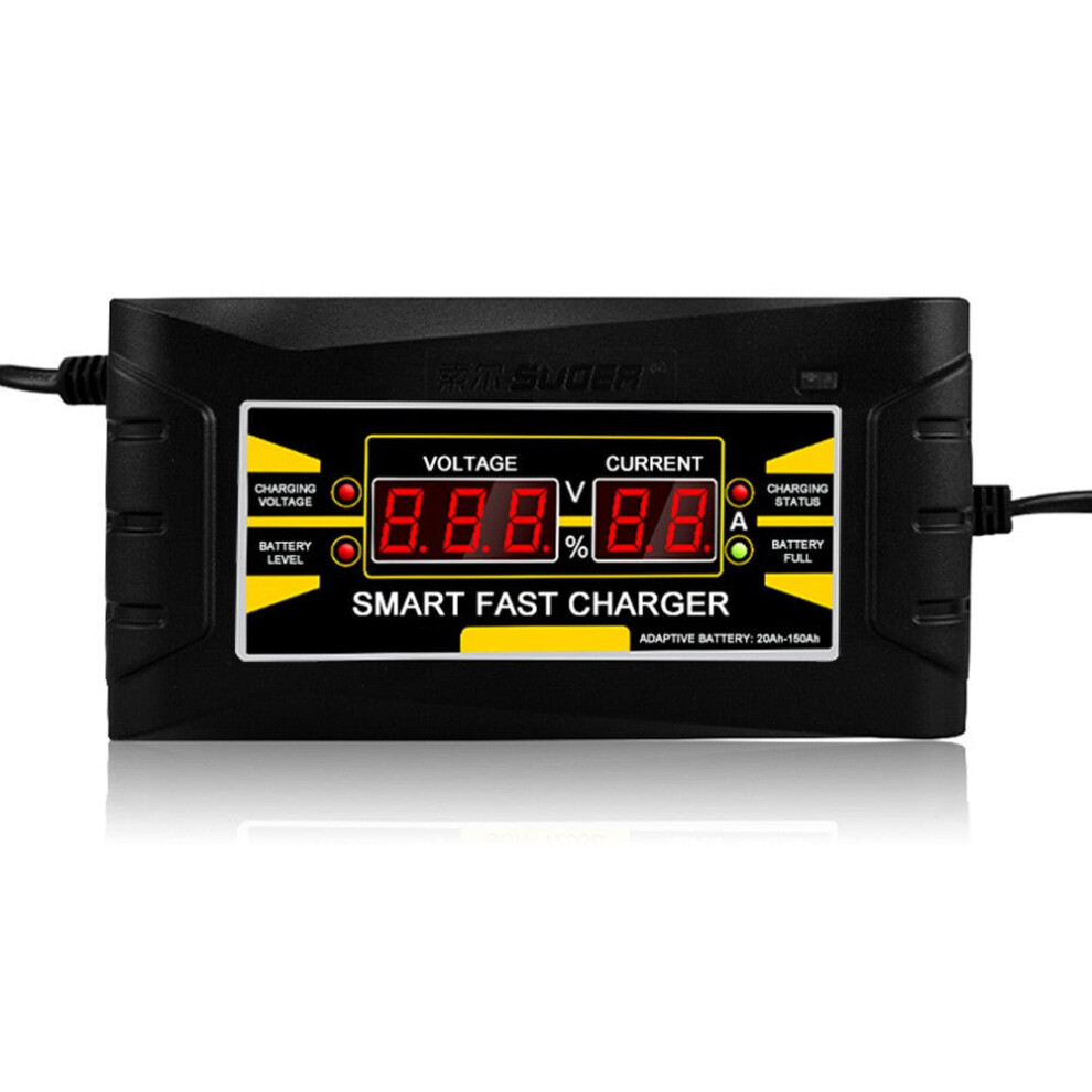 (EU plug) Full Automatic Smart 12V 10A Lead Acid/GEL Battery Charger w/ LCD Display EU Plug Fast