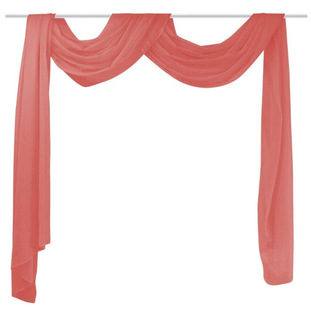 Cross Curtain Made Of Voile 140 X 600 cm Red