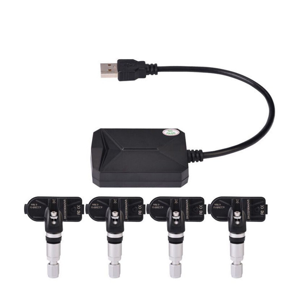 Usb Car Tpms Tire Pressure Monitor Alarm System Wireless Transmission 3654659109552