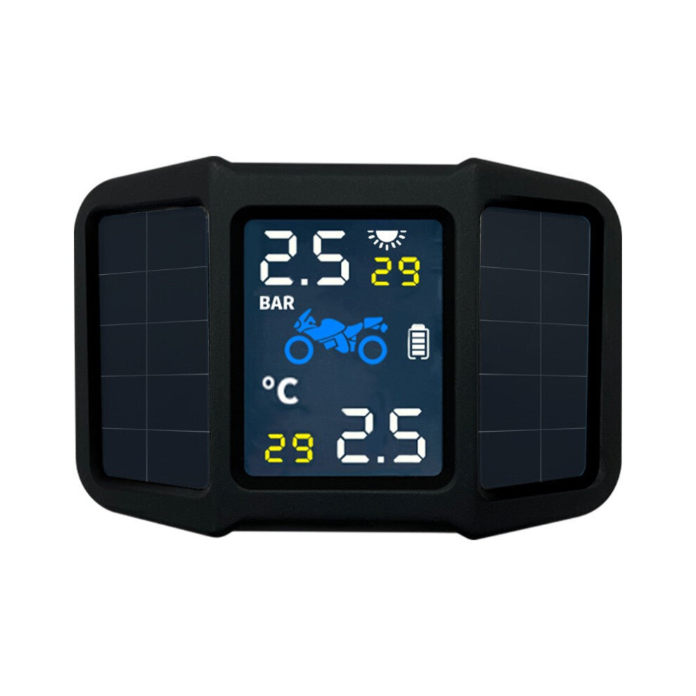 Tire Pressure Monitoring System TPMS Solar Power with 2 External Sensors Real-time Display Temperature