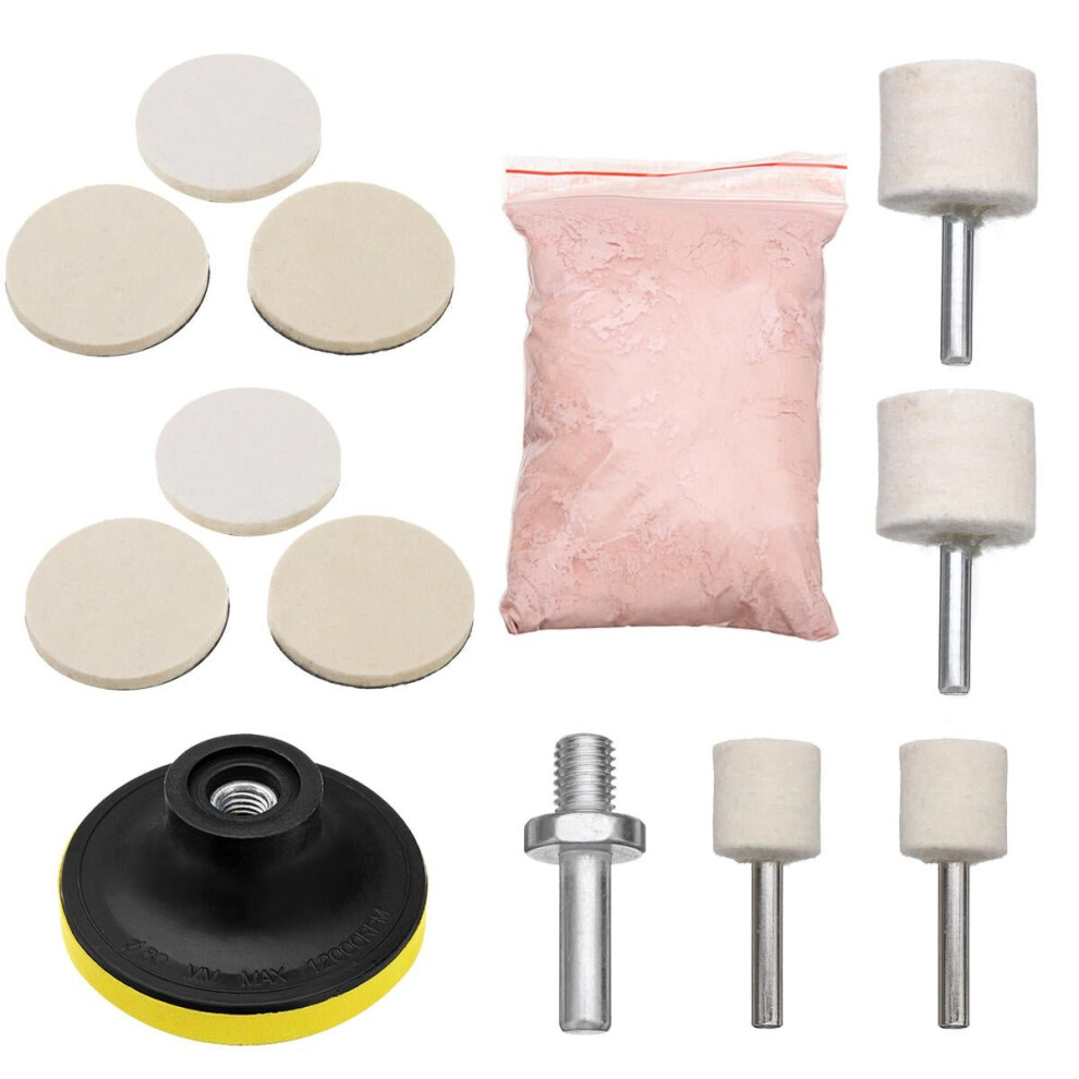 3pcs Cerium Oxide Polishing Powder with Felt Polishing Pad Polishing Wheel Kit