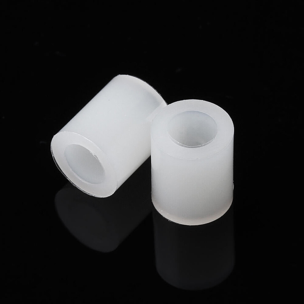 (8mm) 100Pcs M4 White Nylon ABS Non-Threaded Spacer Round Hollow Standoff For PC Board Screw Bolt