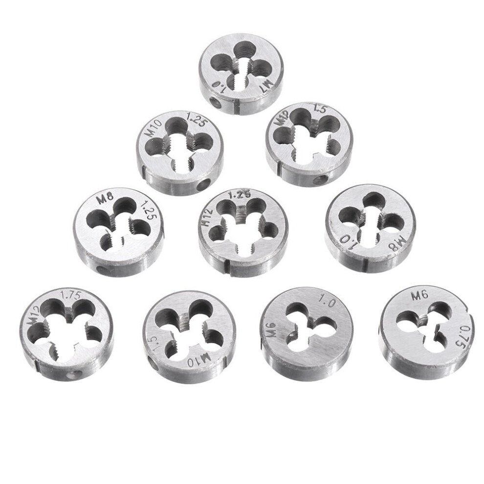 10Pcs Metric Circular Die Set M6/M7/M8/M10/M12 Thread Die for Screw Tap