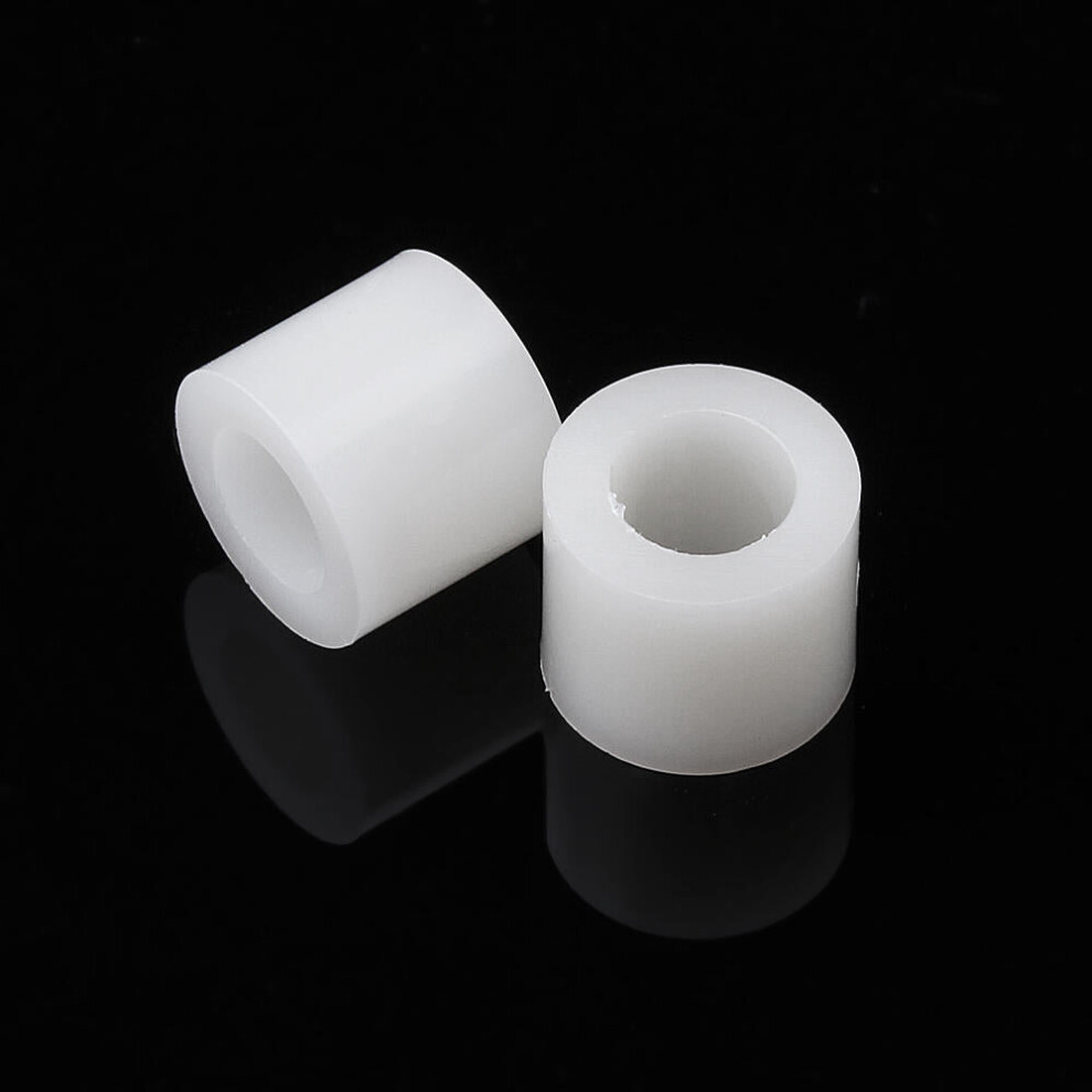 (6mm) 100Pcs M4 White Nylon ABS Non-Threaded Spacer Round Hollow Standoff For PC Board Screw Bolt