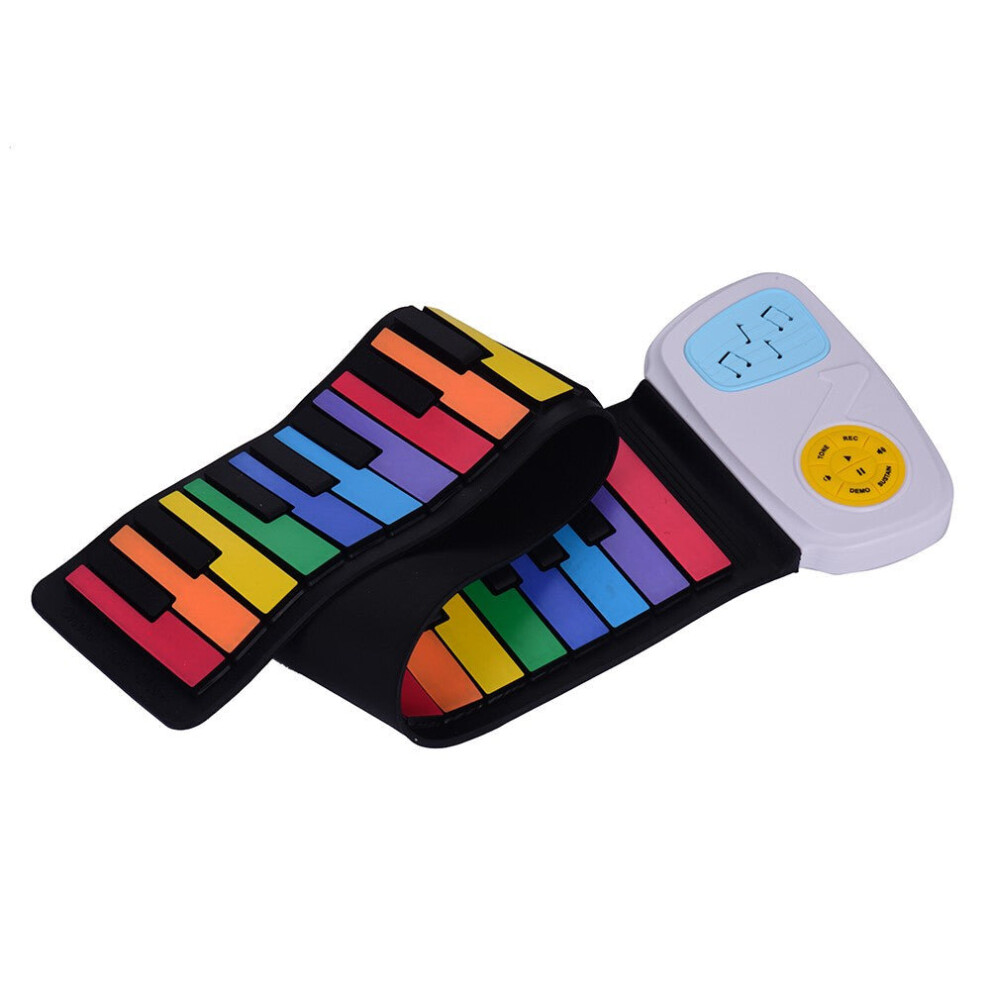 49 Keys Rainbow Roll-Up Piano Electronic Keyboard Colorful Silicon Built-in Speaker Musical Education Toy