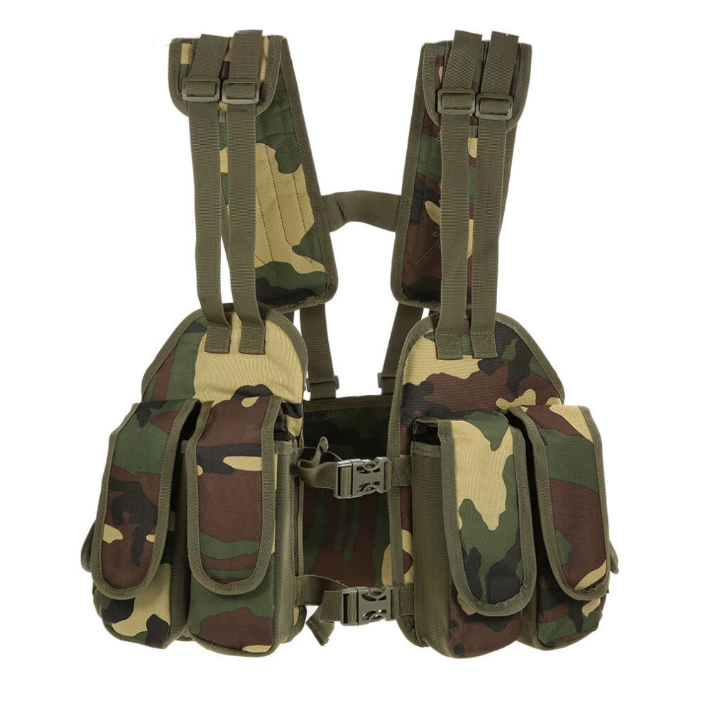 (Camouflage) Outdoor Tactical Chest Rig Adjustable Padded Modular Military Vest Mag Pouch Magazine Holder