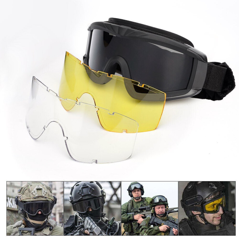 (Black) Military Airsoft Tactical Goggles Shooting Glasses Motorcycle Windproof Wargame