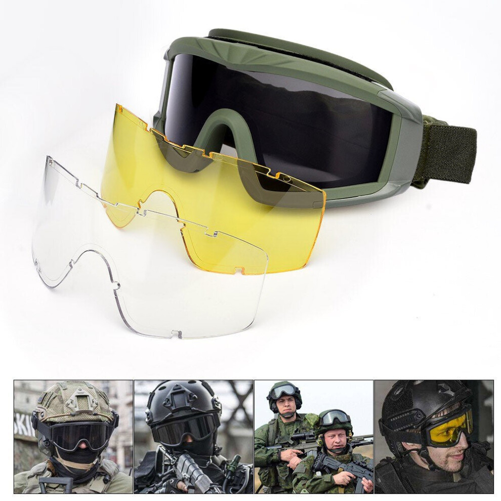 (Green) Military Airsoft Tactical Goggles Shooting Glasses Motorcycle Windproof Wargame