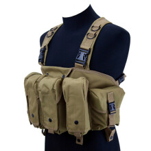 (Khaki) High Quality Outdoor Tactical Chest Rig Airsoft Hunting Vest Molle Magazine Pouch Simple Military