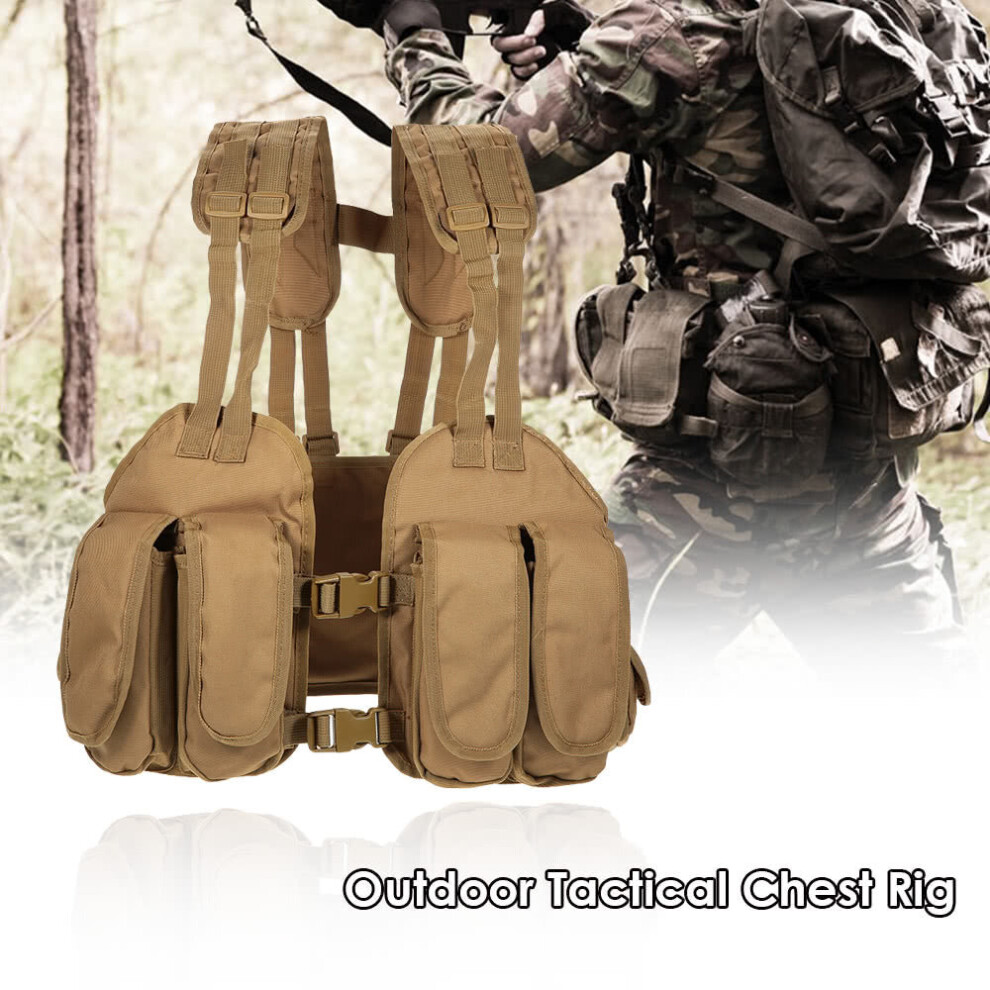 (earth) Outdoor Tactical Chest Rig Adjustable Padded Modular Military Vest Mag Pouch Magazine Holder