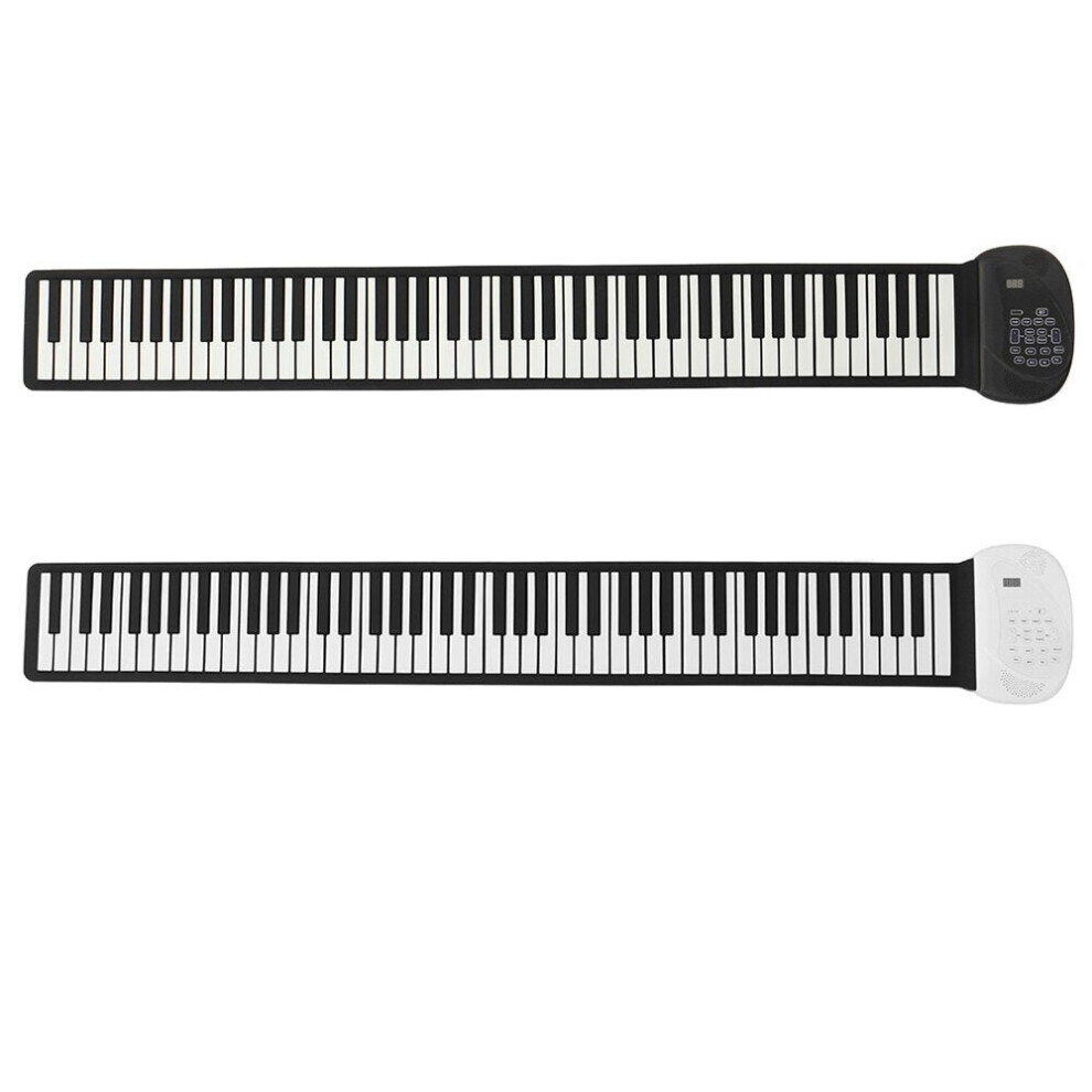 (White) 88 Standard Keys Foldable Portable Electronic Keyboard Roll Up Piano