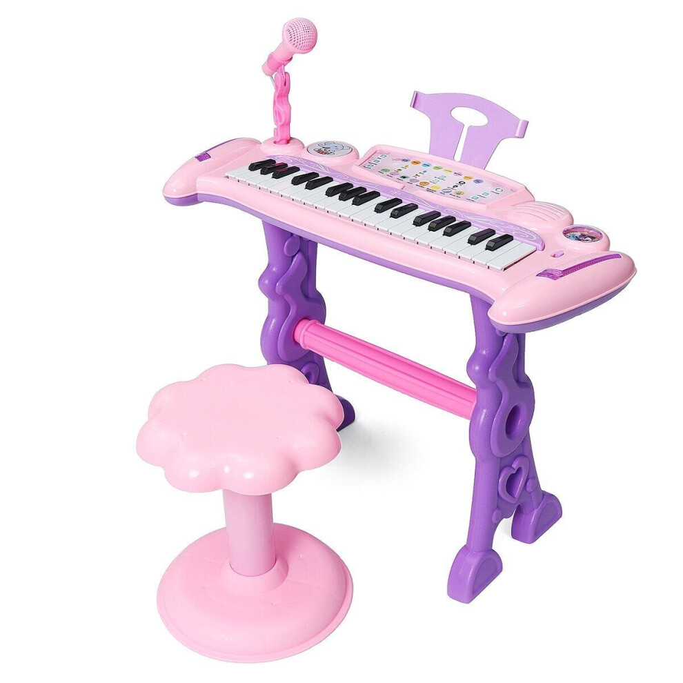 37 Key Electronic Keyboard Kids Mini Grand + Piano Stool Microphone Musical Toys