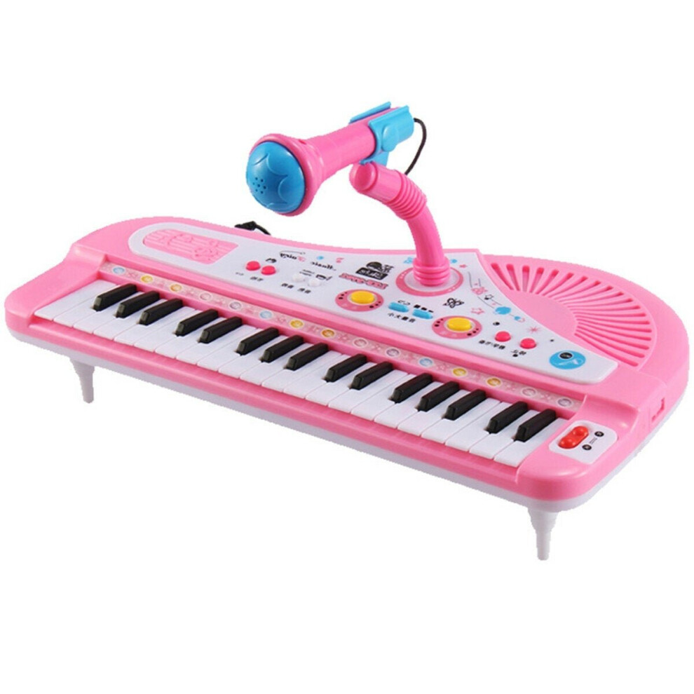 (Pink) 37 Key Kids Electronic Keyboard Piano Musical Toy with Microphone for Children's Toys