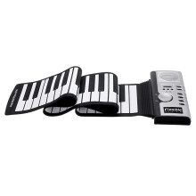 61 Keys Foldable Portable Roll Up Electronic Piano 128 Tones Headphone Output with USB Power Cord