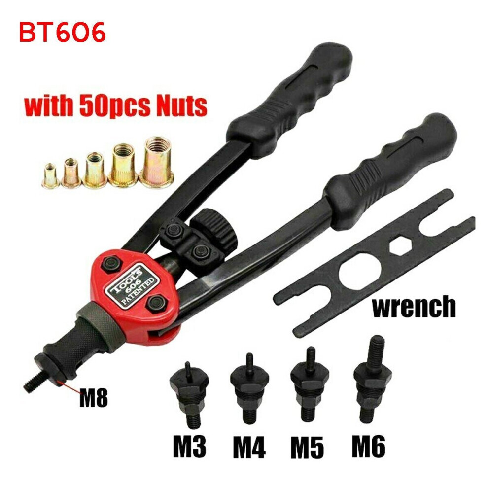 (Set 1: 50Pcs BT606) Premium Easy Automatic Rivet Tool Set Dual-hand Manual Rivet Nut Tool Set