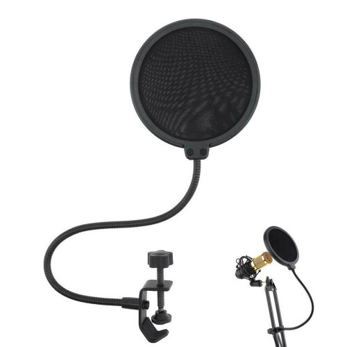 Double Layer Studio Microphone Wind Screen Shield Mesh Gooseneck Noise Filter 1