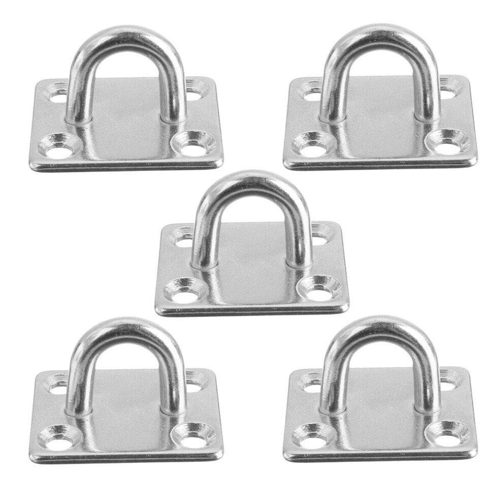 5PCS 304 Stainless Steel Pad Eye Plate Marine Boat Hardware Hook M5 Heavy Duty