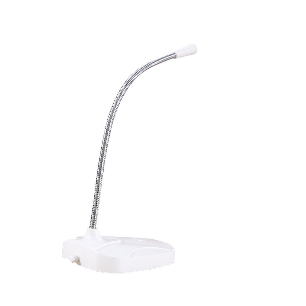 (White) USB Microphone Desk for Computer PC Plug & Play Condenser MIC Gooseneck Design with Mute Button