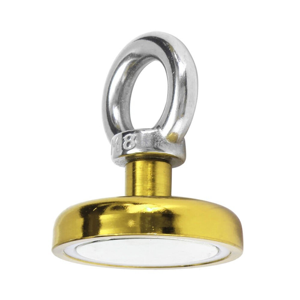 (Yellow) 48mm 90kg Neodymium Recovery Magnet Metal Detector Circular Eyebolt Red/Yellow/Blue