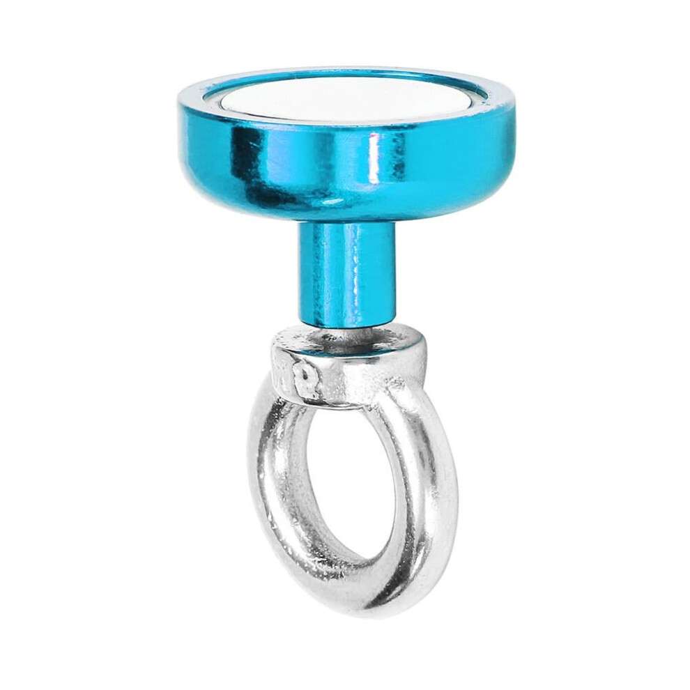 (Blue) 25mm 22kg Neodymium Recovery Magnet Metal Detector Circular Eyebolt Red/Yellow/Blue