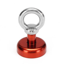 (Red) 25mm 22kg Neodymium Recovery Magnet Metal Detector Circular Eyebolt Red/Yellow/Blue