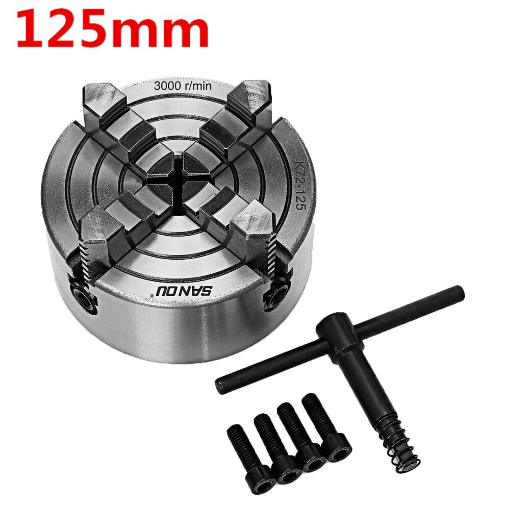 (125Mm) Lathe Chuck 80/100/125Mm 4 Jaw Independent Hardened Reversible Tool 3654657569907