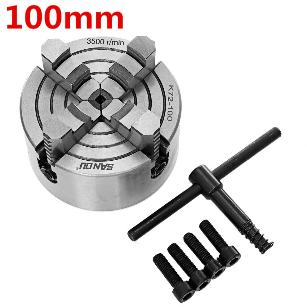 (100mm) Lathe Chuck 80/100/125mm 4 Jaw Independent Hardened Reversible Tool