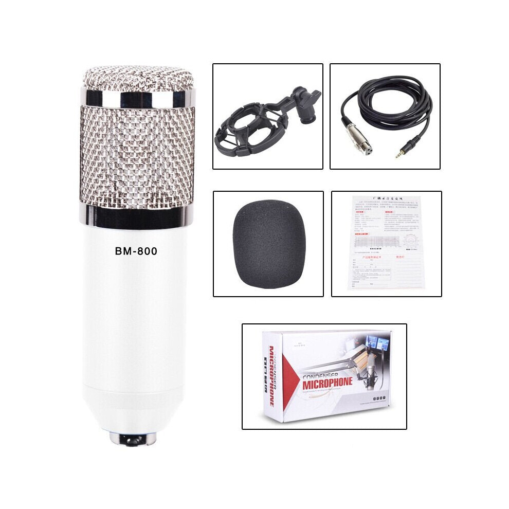 (Silver) Professional Condenser Microphone Studio Broadcasting Singing Audio Recording Mic