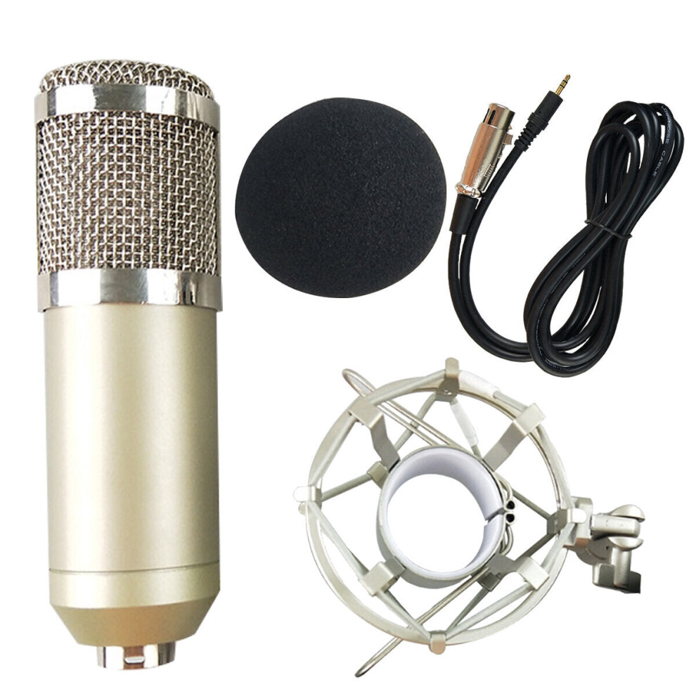 (Champagne) Condenser Microphone Kit Live Set Metal Shockproof Professional Recording Studio