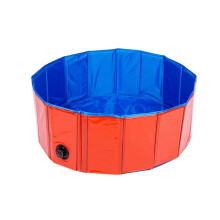 (Red) Foldable Dog Pool Pet Bath Inflatable Swimming Tub Collapsible Bathing Pool for Dogs Cats Kids Portable Durable PVC Composite Cloth