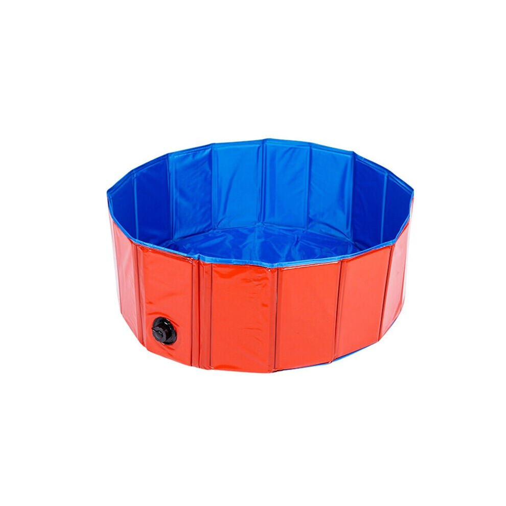 (Red) Foldable Dog Pool Pet Bath Inflatable Swimming Tub Collapsible Bathing Pool for Dogs Cats Kids Portable Durable PVC Composite Cloth