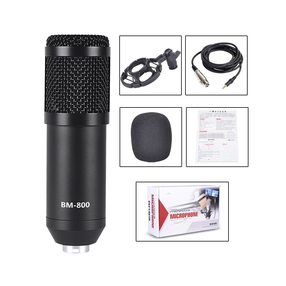 (Black) Professional Condenser Microphone Studio Broadcasting Singing Audio Recording Mic