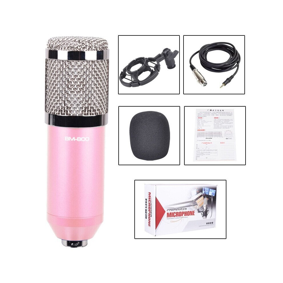 (Pink) Professional Condenser Microphone Studio Broadcasting Singing Audio Recording Mic