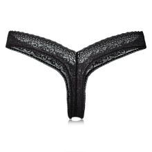 (Black, 14) Elastic Lace Low Rise Woman Thongs