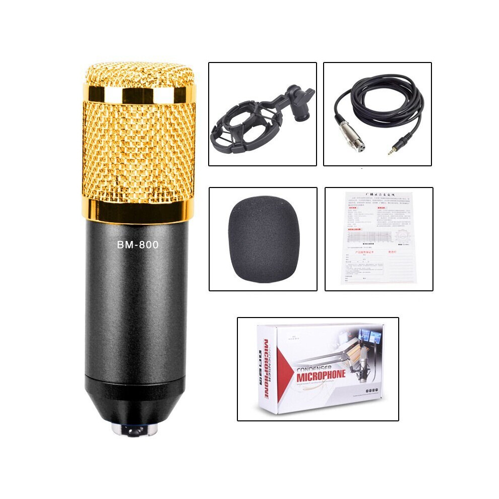 (Yellow) Professional Condenser Microphone Studio Broadcasting Singing Audio Recording Mic