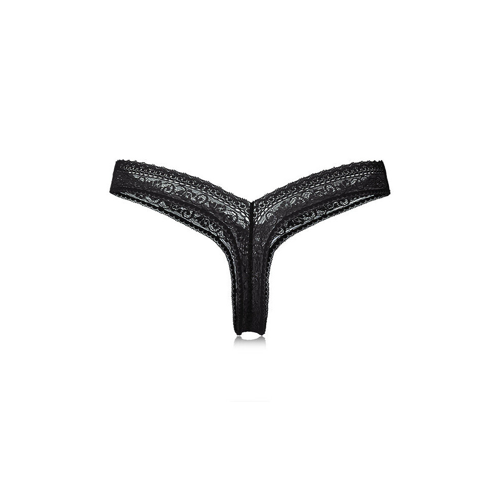 (Black, 12) Elastic Lace Low Rise Woman Thongs