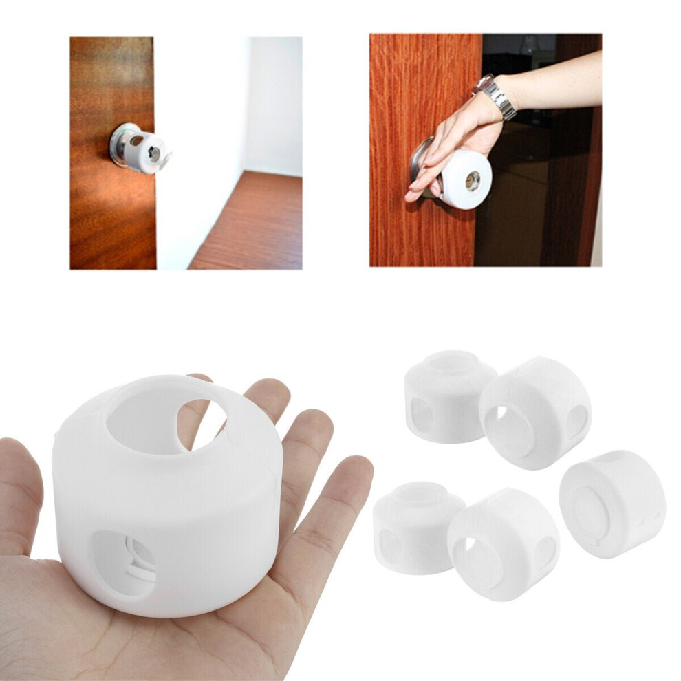 Greenzech 5Pcs Child Proof Safety Doors Handle Bedroom Protective Door Knob Cover Lockable
