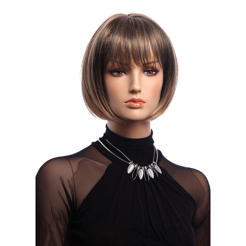 Greenzech Unisex Short Straight Full Wig Elegant Bobo Synthetic Wigs 12 Inch