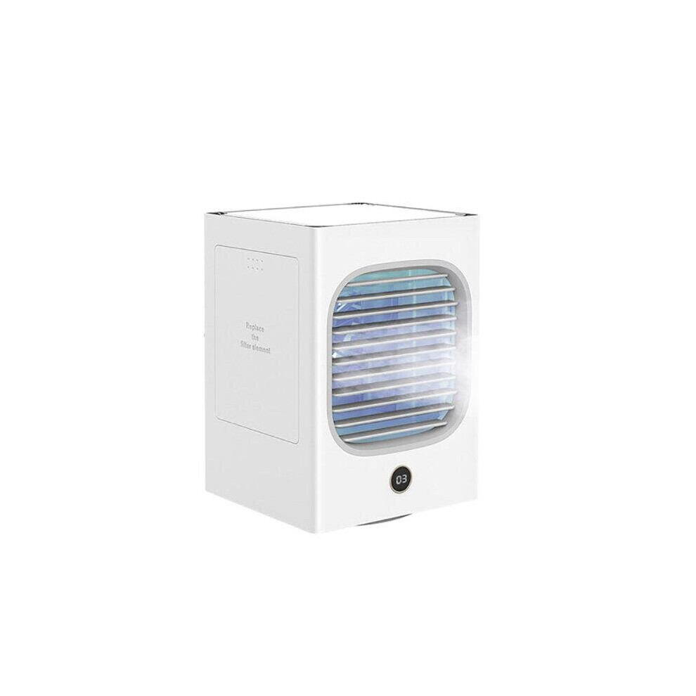 (Milk White) Mini Air Cooler Portable Small Fan Low Noise Wind Air Circulation Humidification Fan Desktop Air Conditioning Fan with Digital Display