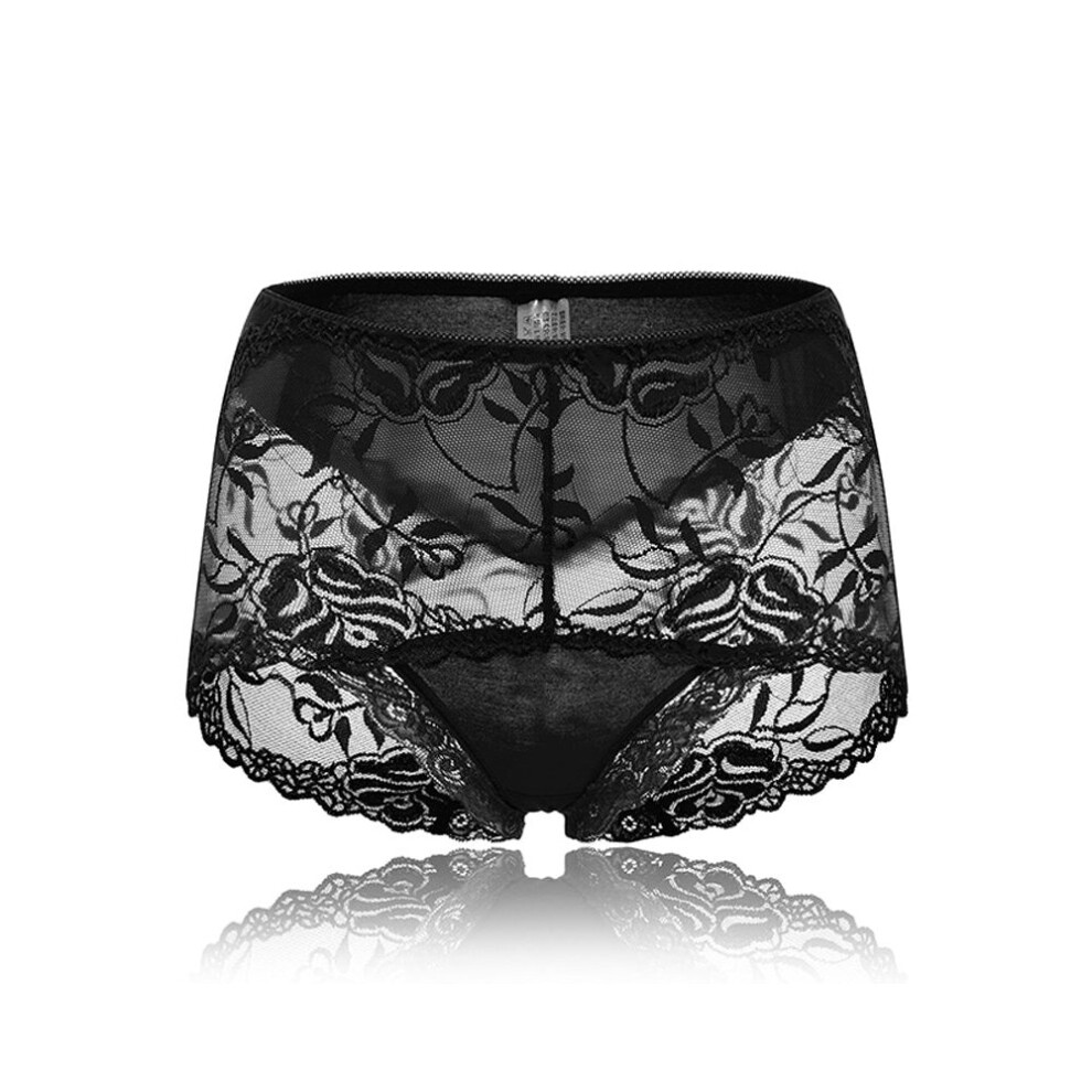 (Black, 8) Women Seduced Lace Hollow Out Mid Waist Soft Briefs