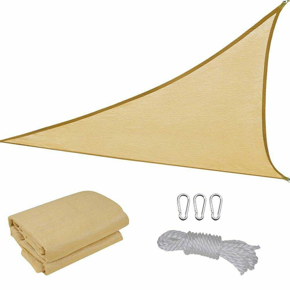 (Beige) 3.94x3.94x3.94 inches Sun Shade Triangle UV Block Canopy Outdoor Facility Garden Tent Awning