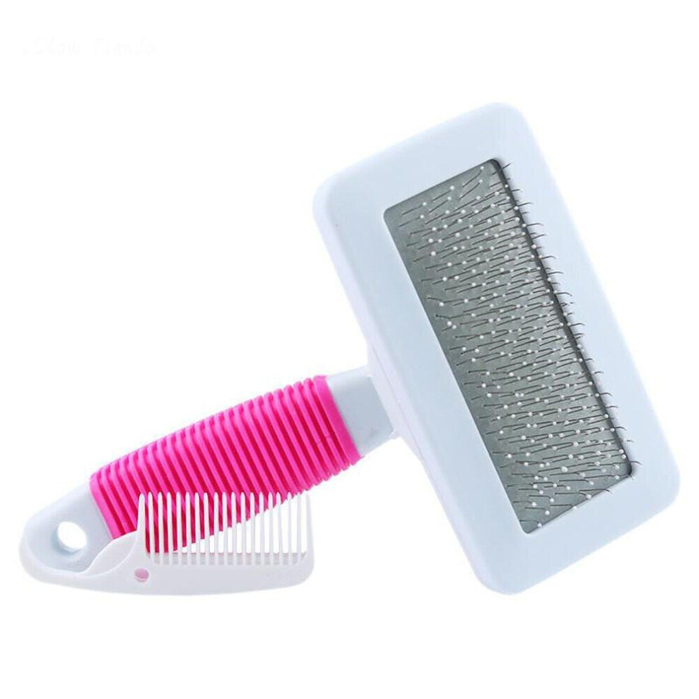 (Pink, S) Pet Puppy Dog Cat Hair Shedding Grooming Pet Hair Trimmer Fur Comb Brush Slicker Tool