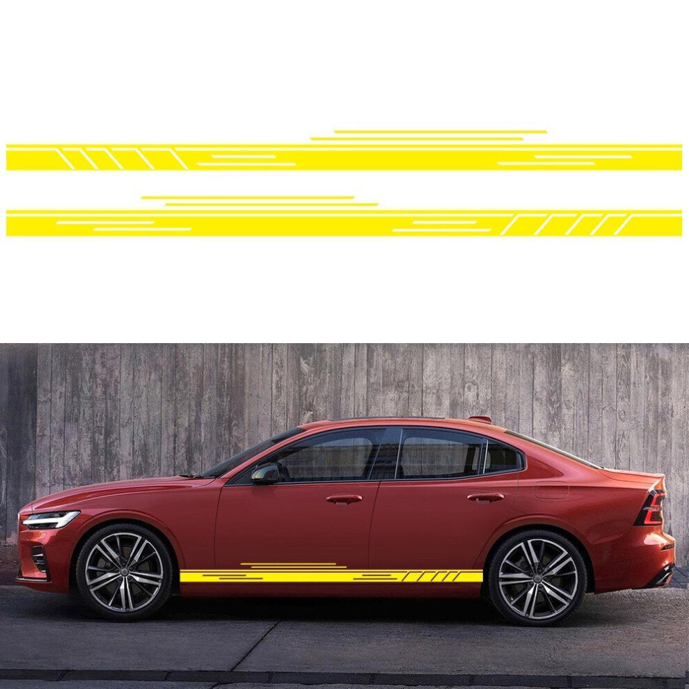 (Yellow) Car Sticker Side Door Stripes Racing Decal Auto Body Decor 1Pair