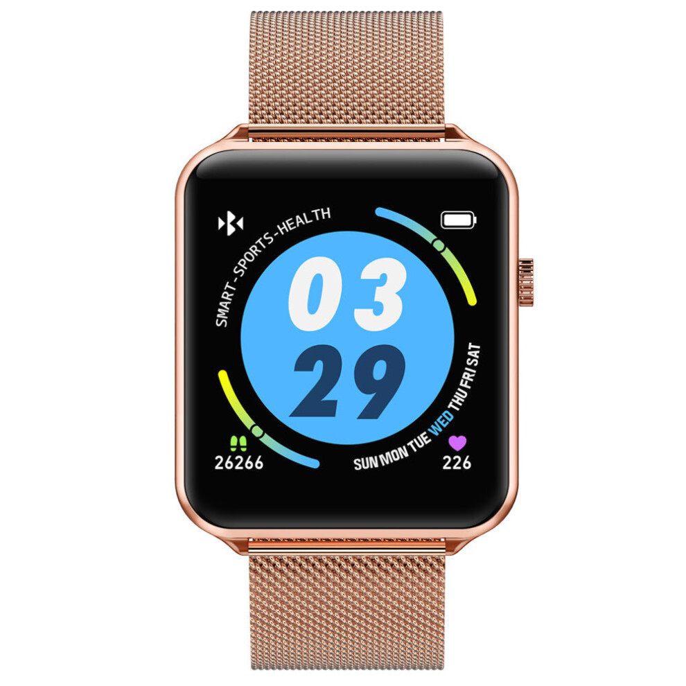 (, Metal) 1.3' Full Touch Screen Smart Watch Blood Oxygen Heart Rate Monitor A10 Gold 3654657764685