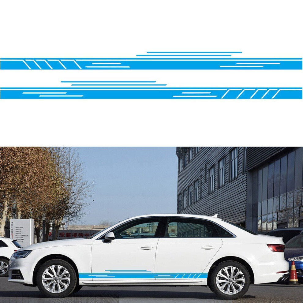 (Blue) Car Sticker Side Door Stripes Racing Decal Auto Body Decor 1Pair